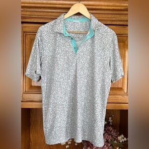 Swannies Speckled Performance Polo Golf Shirt with Aqua Collar Medium